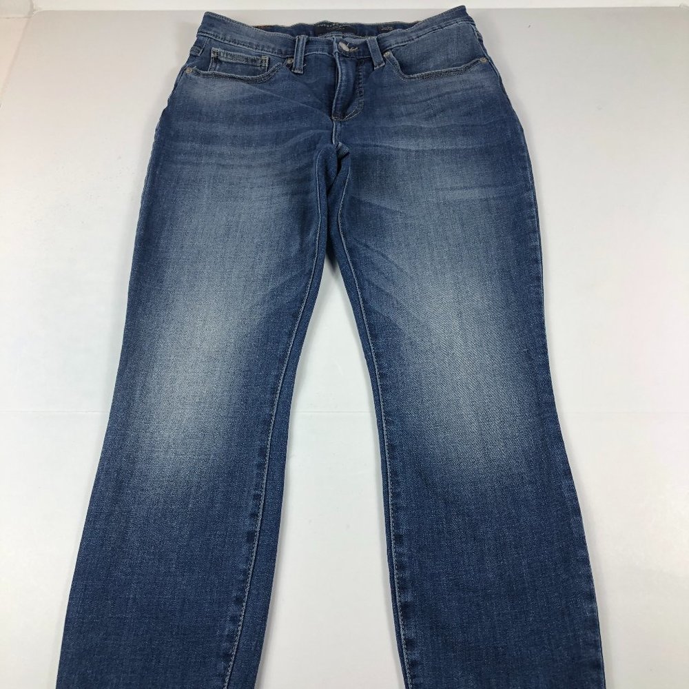 Lucky Brand Women's 28 Regular Ava Skinny Mid Rise Crop Blue Faded Stretch Denim